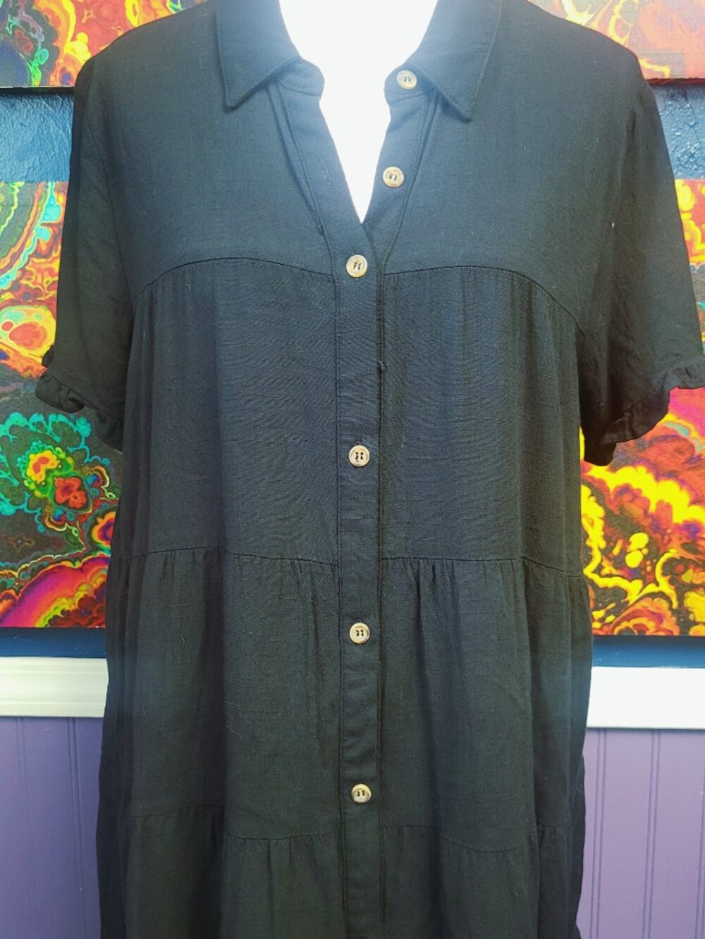 Mm Mm Mm ~ Sz XL ~ Button down Tiered Shirt / Dress ~ Excellent Condition